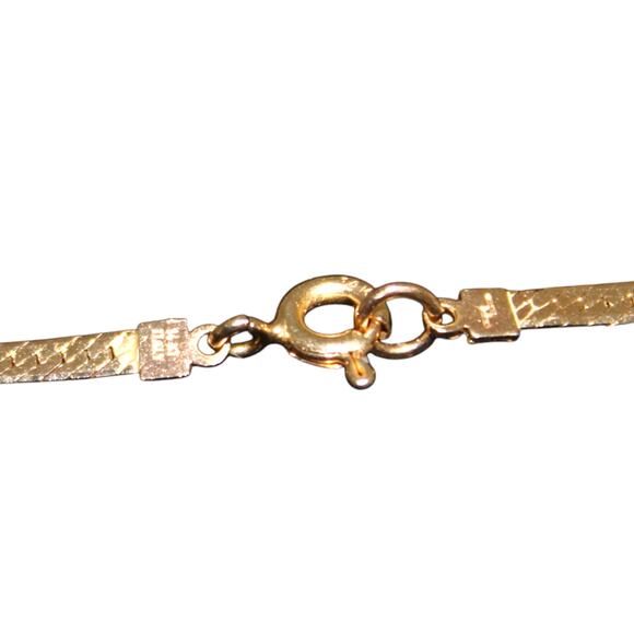 Vintage 14k Solid Gold 585 Gold Herringbone Flat Necklace Made in Italy - Picture 6 of 8